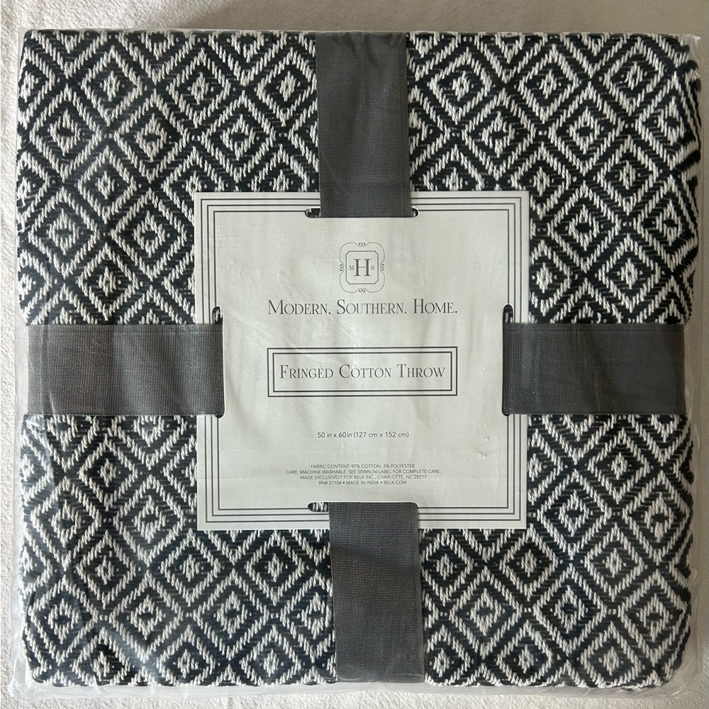 Cotton Blanket - Black & White Throw